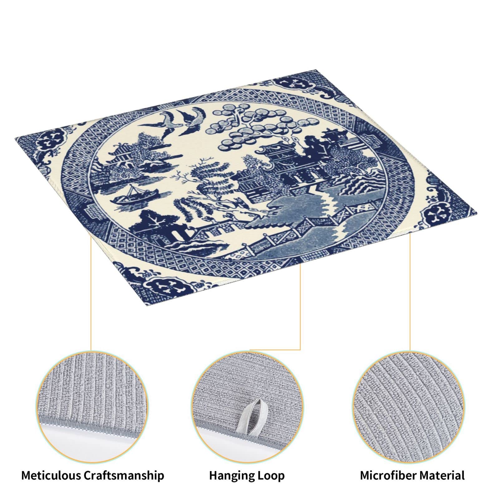 Dish Drying Mat For Kitchen Counter,Chinoiserie Soft Microfiber Ultra Absorbent Microfiber Dishes Drainer Mats 16 X 18 Inch