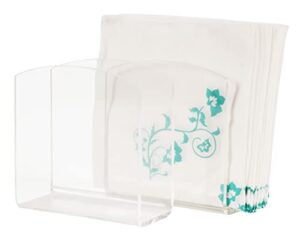 dino74 modern clear acrylic napkin holder pack of 2-5x5x0.2inch crystal freestanding tissue towel dispenser organizer for kitchen countertop, bathroom decor, dining table or restaurant