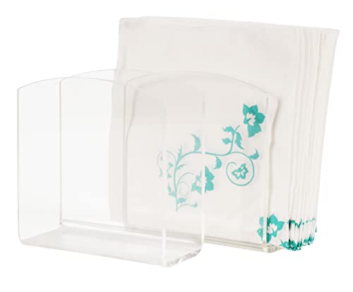 Dino74 Modern Clear Acrylic Napkin Holder Pack of 2-5x5x0.2Inch Crystal Freestanding Tissue Towel Dispenser Organizer for Kitchen Countertop, Bathroom Decor, Dining Table or Restaurant