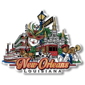 new orleans city magnet by classic magnets, collectible souvenirs made in the usa, 4.1" x 3.3"