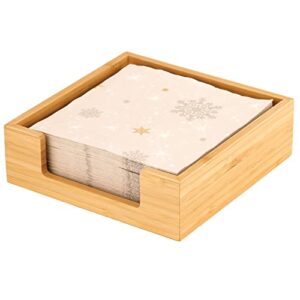 maxgear bamboo napkin holder, lunch napkin holders for tables, table top decorative napkin tray for dining table and kitchen,wooden luncheon napkin holder tissue dispenser 1 pack
