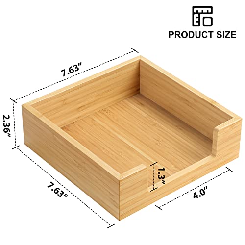 MaxGear Bamboo Napkin Holder, Lunch Napkin Holders for Tables, Table Top Decorative Napkin Tray for Dining Table and Kitchen,Wooden Luncheon Napkin Holder Tissue Dispenser 1 Pack