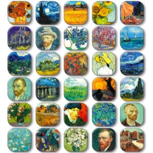 morcart 30pack decorative magnets art fridge magnets cute refrigerator magnets glass magnets for locker whiteboard school office and kitchen (vangogh)