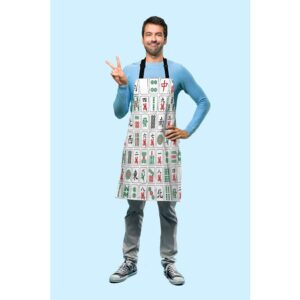 Beabes MaJiang Tiles Chef Apron 27 X 31 Inch Bamboos Dots Characters From 1 To 9 And Honors Mahjong Durable Non-Pilling Bib Apron For BBQ Grilling Gardening With Adjustable Neck Strap