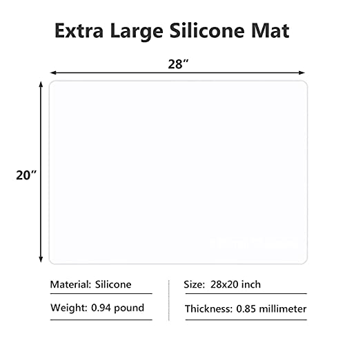 Gartful 2Pcs Extra Large Silicone Mats for Countertop, 28" by 20" Multipurpose Mat, Counter Table Protector, Desk Saver Pad, Placemat Nonstick Nonskid Heat-Resistant Pad, Translucent