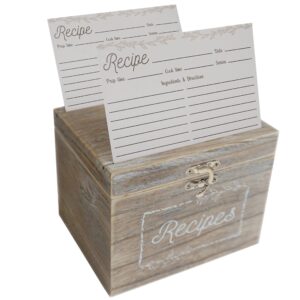 dekali designs rustic recipe box and cards and dividers (4x6 inches) - comes with 50 recipe cards and 12 beautiful dividers - wood recipe holder with dual slots