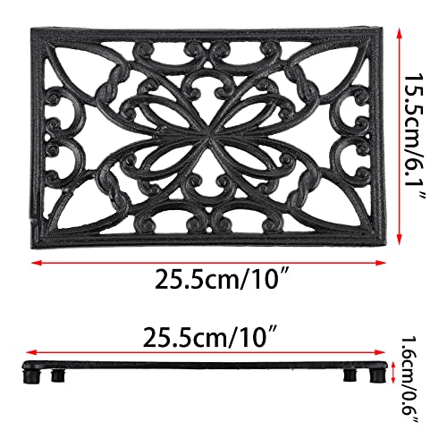 Sumnacon Rectangle 10 x 6.1 Inch Cast Iron Trivet - Rustic Heat Resistant Metal Trivet for Hot Dish Pot Pan Teapot, Vintage Sturdy Hot Plate Pad for Kitchen Dining Countertop Table