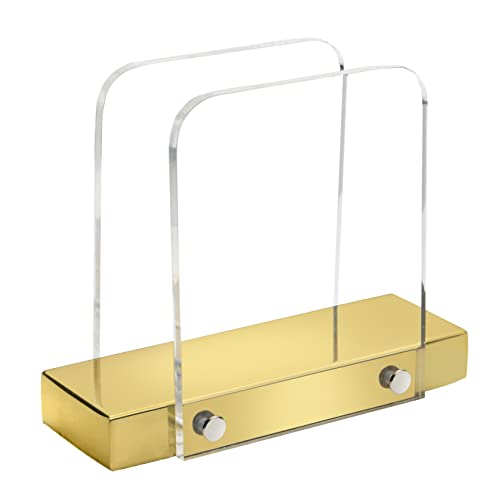 Modern Napkin Holder for Kitchen, Standing Napkin Holder for Tables, Clear Acrylic and Gold Steel Base Kitchen & Dining Room Decor