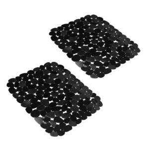 Yiter Kitchen Sink Mats, 2Pcs Adjustable Black PVC Sink Protector Mats for Stainless Steel Sink or Porcelain Sink, Dish Drying Mat for Bathroom Kitchen Sink Countertop, 15.8 x 12 inch