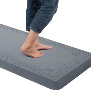 anti fatigue kitchen mat by dailylife, 3/4" thick kitchen floor mat, standing comfort mat for home, office, garage - non-slip bottom, cushioned, waterproof & easy-to-clean (24" x 60", grey)