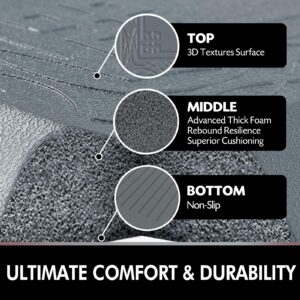 Anti Fatigue Kitchen Mat by DAILYLIFE, 3/4" Thick Kitchen Floor Mat, Standing Comfort Mat for Home, Office, Garage - Non-Slip Bottom, Cushioned, Waterproof & Easy-to-Clean (24" x 60", Grey)