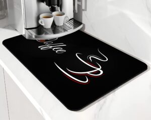 coffee mat absorbent and quick dry mat hide stain rubber backed anti-slip drying mat 19.5x12in for kitchen counter-coffee bar