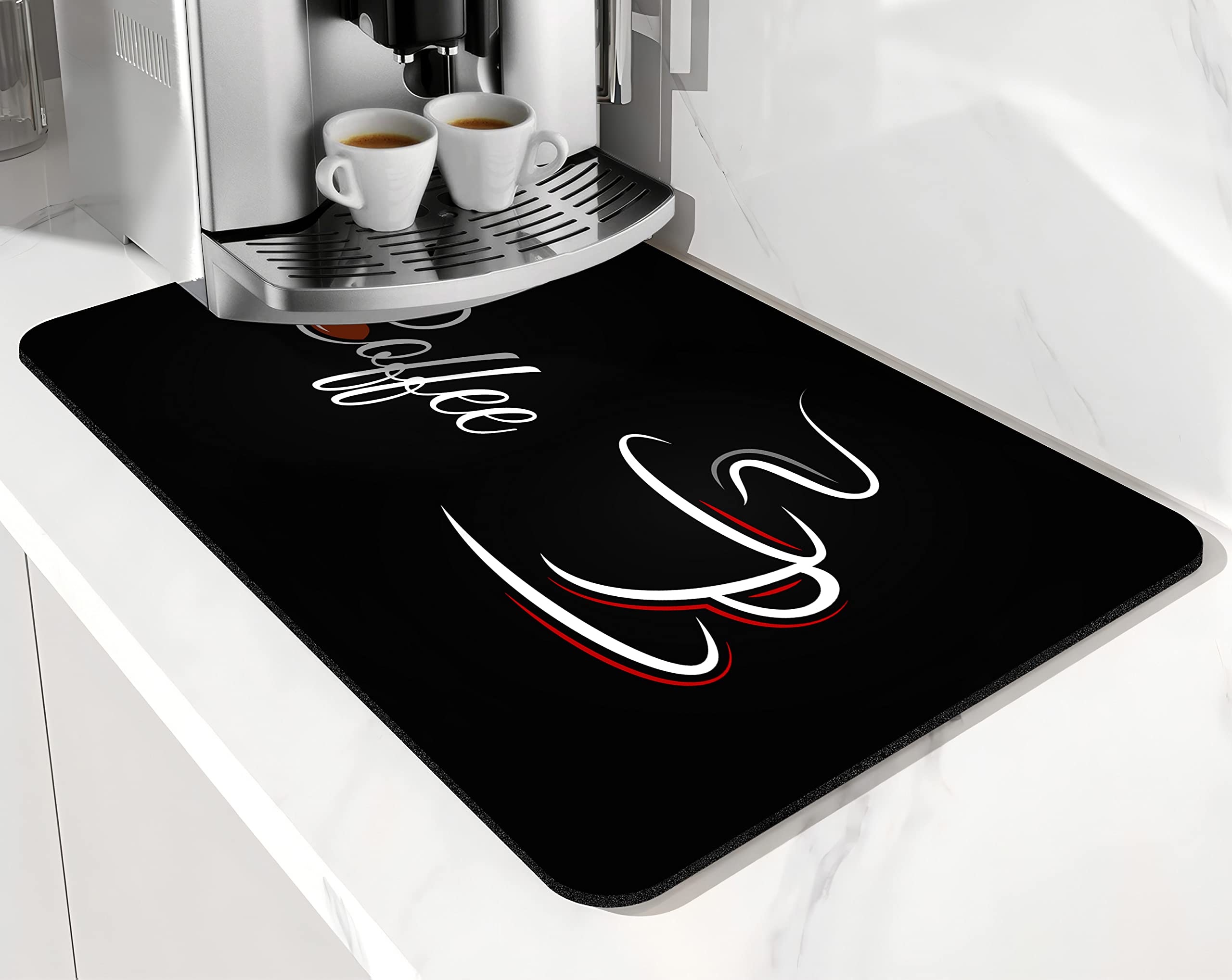 Coffee Mat Absorbent and Quick Dry Mat Hide Stain Rubber Backed Anti-Slip Drying Mat 19.5x12in for Kitchen Counter-Coffee Bar