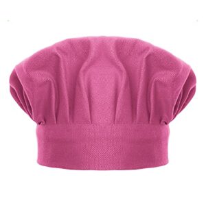toptie chef hat for kid & adult, cotton elastic adjustable kitchen cooking baking hat-hot pink-s