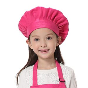 TopTie Chef Hat for Kid & Adult, Cotton Elastic Adjustable Kitchen Cooking Baking Hat-Hot Pink-S