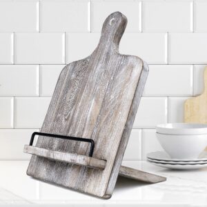 wood cookbook stand cookbook holder: kitchen adjustable cookbook holder recipe stand for counter gray
