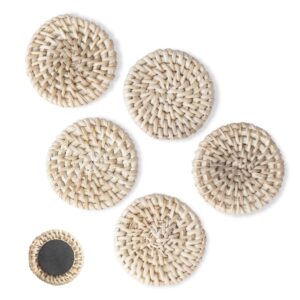 SiennaFox Rattan Fridge Magnet Large Ceramic 1.18in Magnets Boho Home Decor Office Decoration whiteboard Decorative Kitchen Locker Magnetic Aesthetic (Ivory Set of 5)