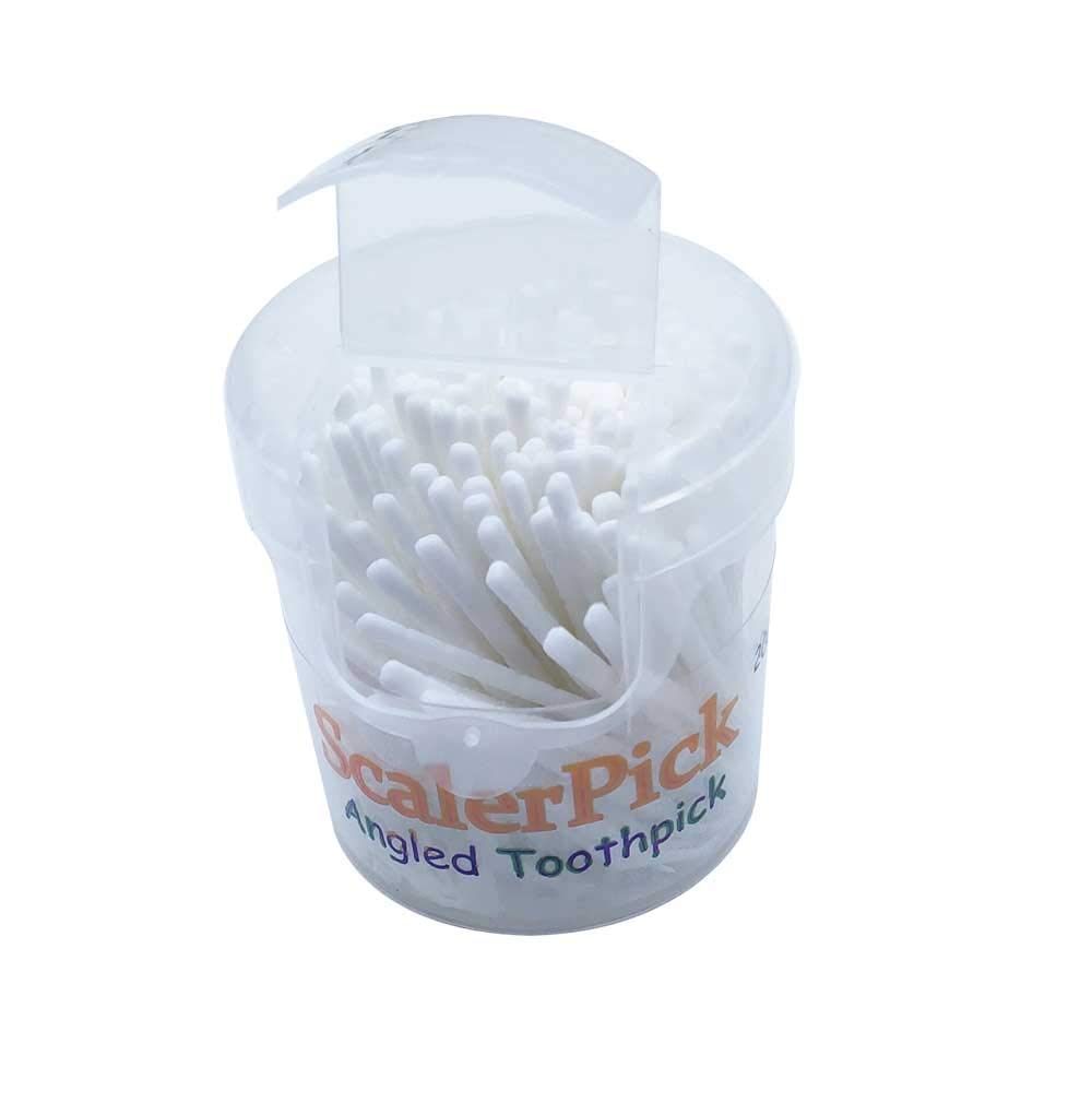 Angled toothpick Scalerpick White Plastic Household Teeth Cleaning Curved Hook 2 Bottle 400pieces