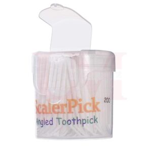 Angled toothpick Scalerpick White Plastic Household Teeth Cleaning Curved Hook 2 Bottle 400pieces