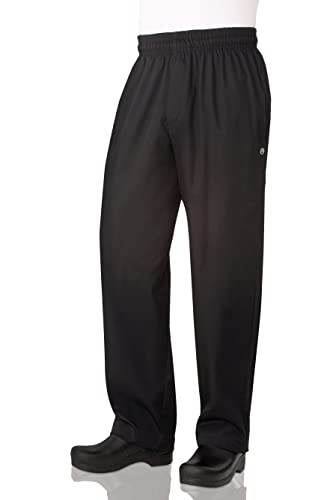 Chef Works Men's Essential Baggy Zip-Fly Chef Pants, Black, Large