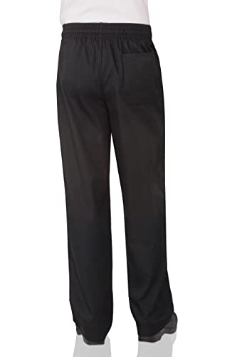 Chef Works Men's Essential Baggy Zip-Fly Chef Pants, Black, Large