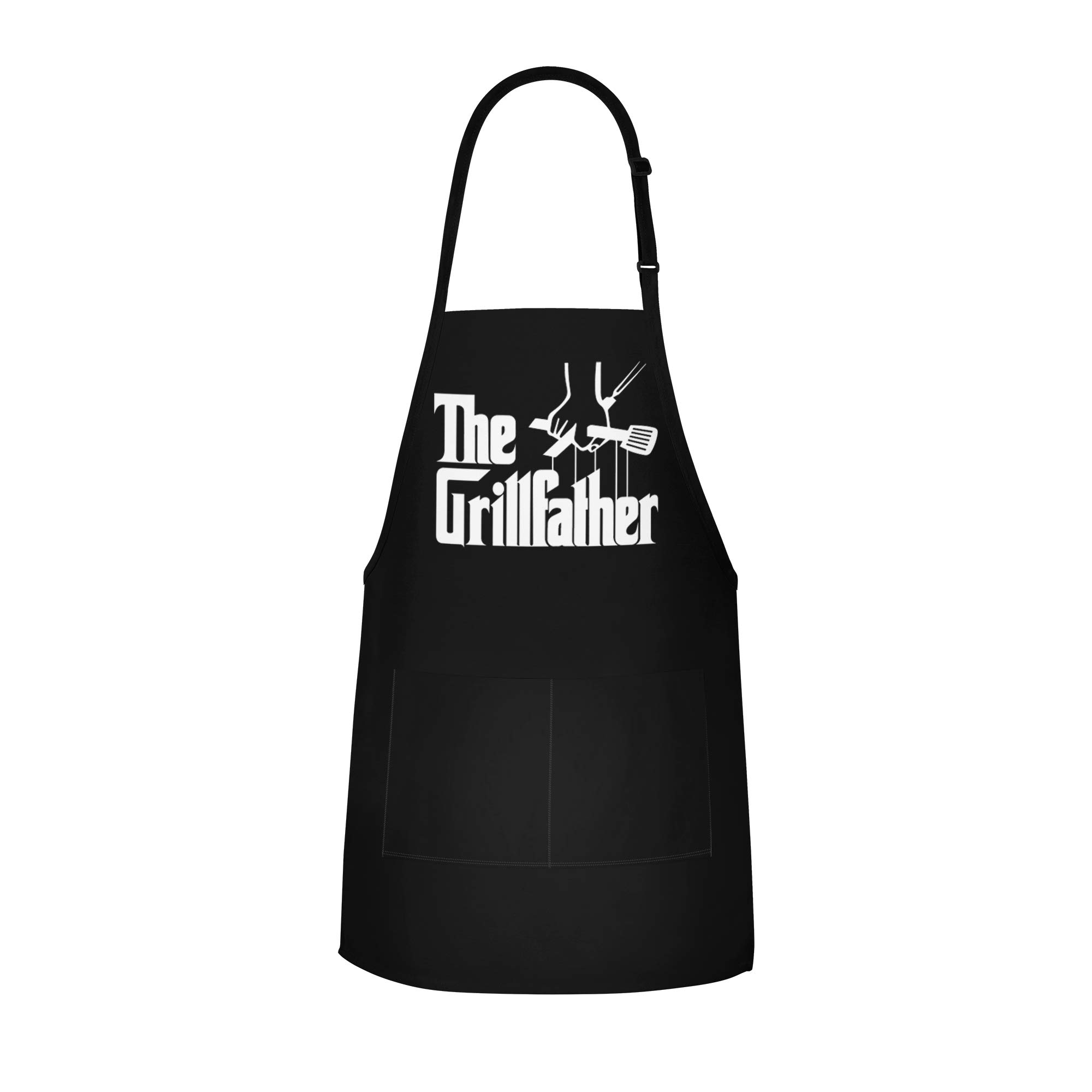 APRON DADDY Aprons for Men - The Grillfather - BBQ Apron for grilling - Extra Large 1 Size Fits All - Poly/Cotton Apron with 2 Pockets - Grill Father Gift for Cooking Dad, Husband