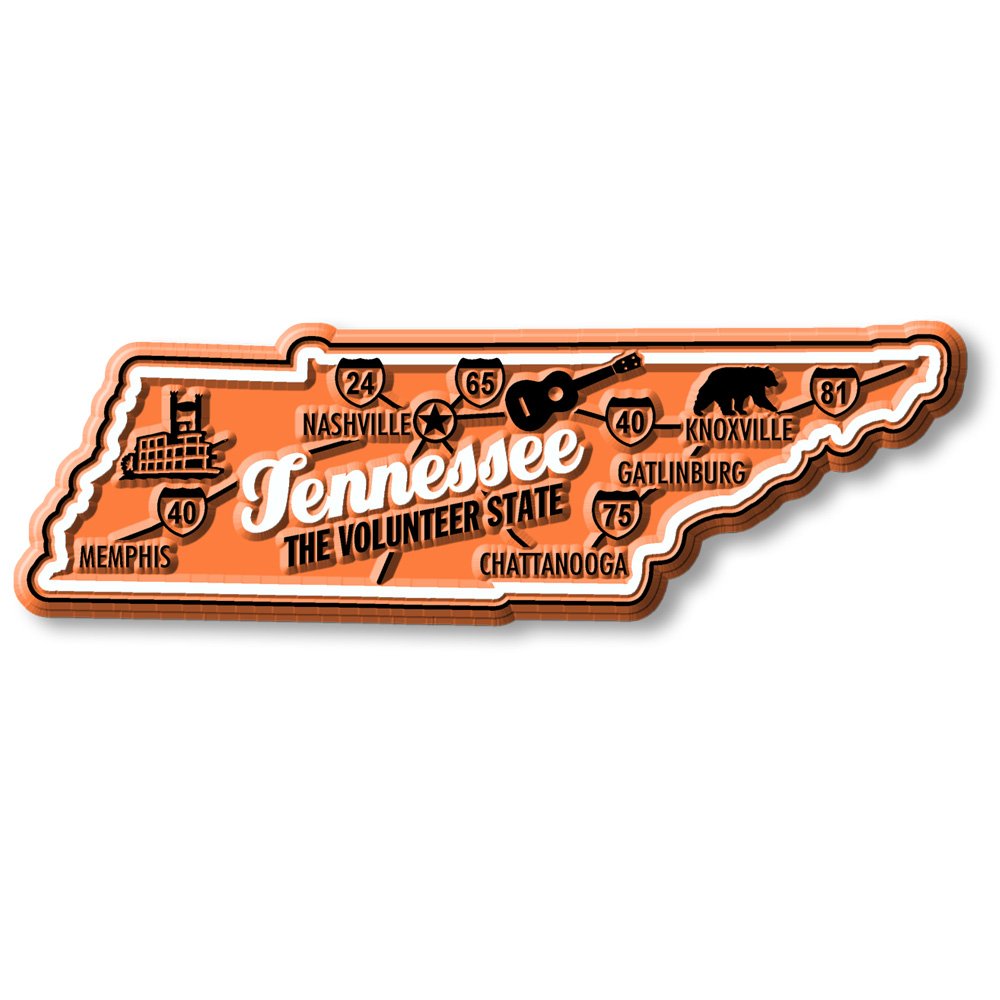 Tennessee Premium State Magnet by Classic Magnets, 4.1" x 1.3", Collectible Souvenirs Made in The USA