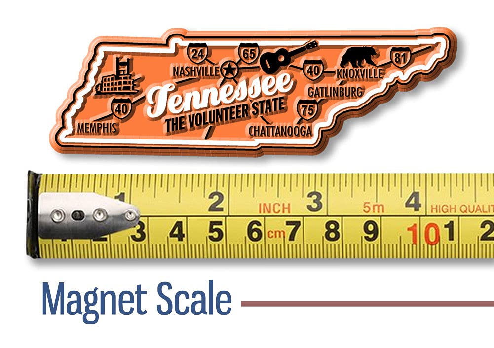 Tennessee Premium State Magnet by Classic Magnets, 4.1" x 1.3", Collectible Souvenirs Made in The USA