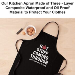 Premium Quality Cooking Apron – Funny Apron - Chef Apron – BBQ Apron – Hot stuff coming through, Black, colorsize