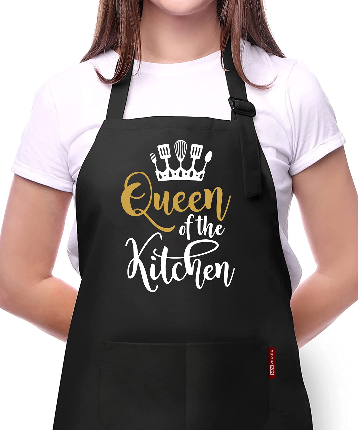 XBPDMWIN Funny Aprons for Women - Cute Kitchen Aprons with 2 Pockets for Cooking Baking - Birthday, Valentines Day, Mother's Day Apron Gifts for Mom Wife Girlfriend Aunt Grandma