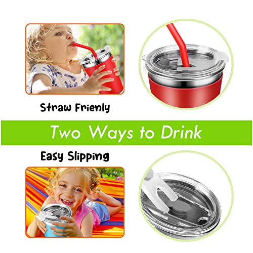 Yummy Sam 5 Pack Kids Cups with Straws and Lids 12 oz Stainless Steel Spillproof Unbreakable Water Drinking Bottle with Non-Slip Heat Insulation Sleeves for Children Adult School Outdoor Home Use