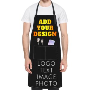 custom apron for men women personalized aprons with pockets customize name text logo image photo grill cook chef apron