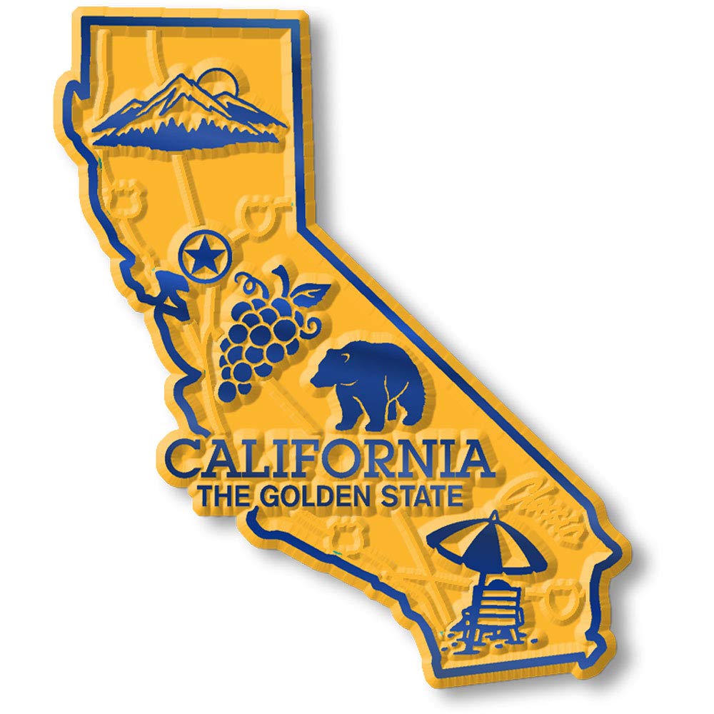 California Small State Magnet by Classic Magnets, 2.1" x 2.5", Collectible Souvenirs Made in The USA