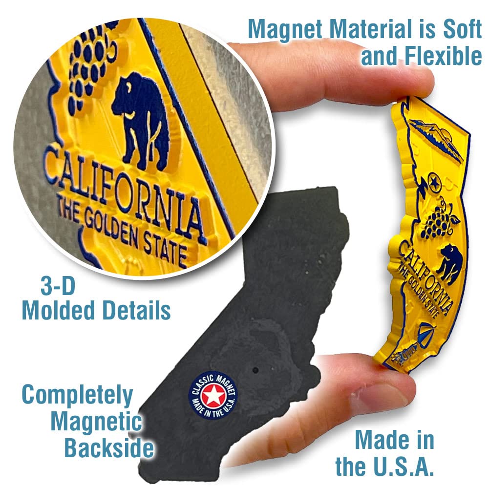 California Small State Magnet by Classic Magnets, 2.1" x 2.5", Collectible Souvenirs Made in The USA