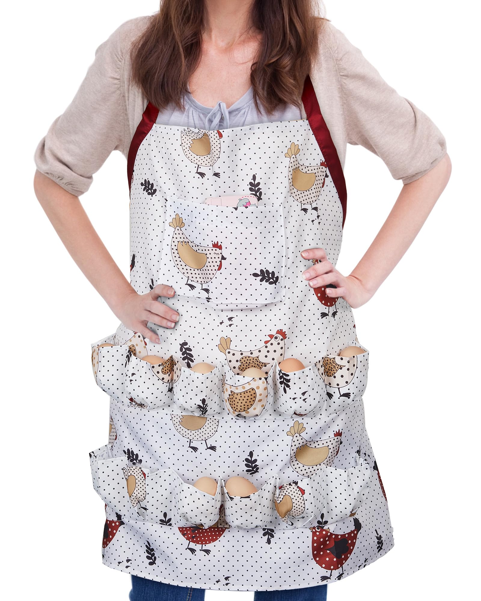 Chicken Egg Collecting Apron Hen Duck Goose Egg Holder Aprons Chicken Egg Apron for Fresh Egg Adjustable Gathering Apron with Pockets for Hen Duck Goose Egg Home Kitchen Women Presents Multicolor