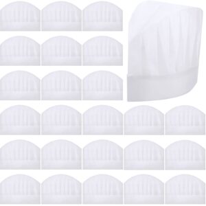 60 pack 8 inch kids white chef hats non woven chef toques chef caps kitchen chef caps for baking cooking home kitchen school pizza party supplies, large
