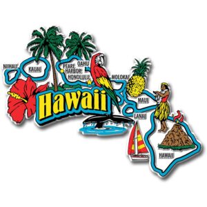 hawaii jumbo state magnet by classic magnets, 4.7" x 3.6", collectible souvenirs made in the usa