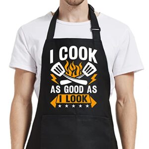 cooking gifts for men, funny aprons for women with pockets for kitchen baking grill bbq, grilling gifts for men chef dad mom husband wife father’s day birthday
