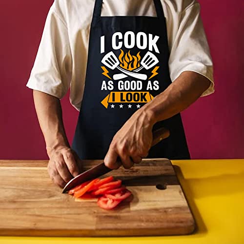 Cooking Gifts for Men, Funny Aprons for Women with Pockets for Kitchen Baking Grill BBQ, Grilling Gifts for Men Chef Dad Mom Husband Wife Father’s Day Birthday