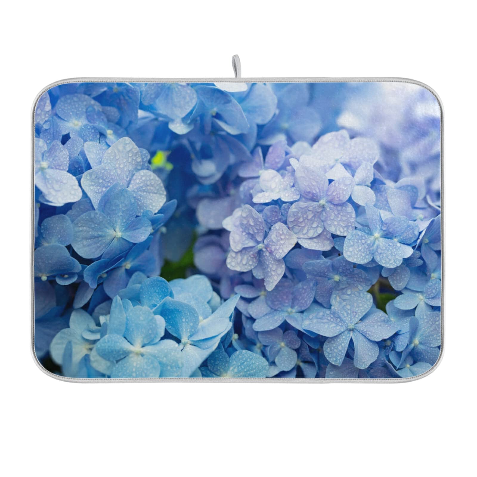 Tarity Blue Hydrangeas Dish Drying Mats for Kitchen Counter Large 18x24in Dish Drying Mat Pad High Absorbent Microfiber Sink Mat Dish Drainer Mat Drying Drying Pad for Kitchen Countertop