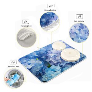 Tarity Blue Hydrangeas Dish Drying Mats for Kitchen Counter Large 18x24in Dish Drying Mat Pad High Absorbent Microfiber Sink Mat Dish Drainer Mat Drying Drying Pad for Kitchen Countertop