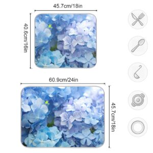 Tarity Blue Hydrangeas Dish Drying Mats for Kitchen Counter Large 18x24in Dish Drying Mat Pad High Absorbent Microfiber Sink Mat Dish Drainer Mat Drying Drying Pad for Kitchen Countertop