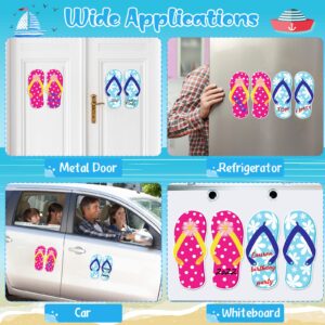 2 Pairs Cruise Door Magnet Hawaii Flip Flop Car Magnets with 3 Pcs Paint Pens Aloha Beach Stickers Nautical Cruise Door Decorations Door Magnets Fridge Decor for Carnival Cruise Refrigerator