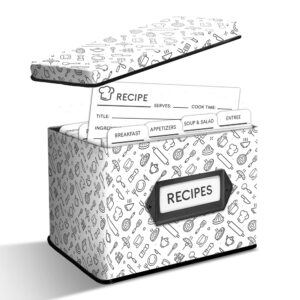 kitchen storage accessories recipe box | recipe box with cards | decorative tin box | recipe box includes 24 cards and 12 dividers | gift box | recipe card box