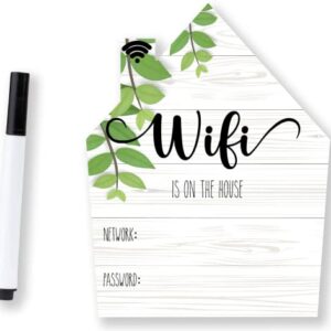 Rustic Farmhouse WiFi Password Sign, Rustic Farmhouse Fridge Magnet, WiFi Sign for Home with Black Wet Erasable Pen, Magnetic White WiFi Sign for Guests, Fridge Magnet Decor, 6 x 7 inches