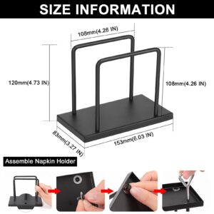 Livabber Napkin Holder, Metal Napkin Holder Modern Freestanding Tissue Paper Dispenser for Table Kitchen Countertop (Metal Base, Black)