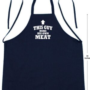 BBQ Apron This Guy Rubs His Own Meat Funny Aprons For Men, Black, Extra Long Ties, One Size Fit All