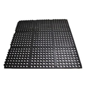 smabee anti-fatigue non-slip interlocking rubber floor mat heavy duty commercial interlock mats for indoor restaurant kitchen bar bathroom 36" x 36" (black)