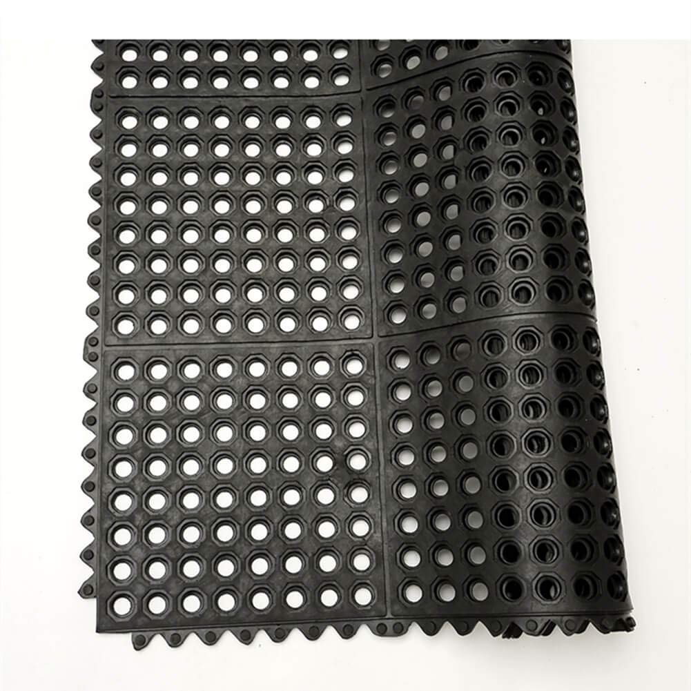 smabee Anti-Fatigue Non-Slip Interlocking Rubber Floor Mat Heavy Duty Commercial Interlock Mats for Indoor Restaurant Kitchen Bar Bathroom 36" x 36" (Black)