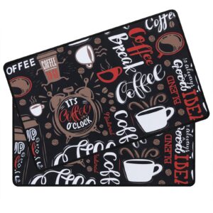 SHACOS Coffee Mat 2pcs 12x19 Coffee Bar Mat Absorbent Non Slip Coffee Mat for Countertops Coffee Bar Accessories Coffee Dish Drying Mat for Coffee Station Waterproof, Black